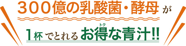 300億の乳酸菌・酵母が1杯でとれるお得な青汁