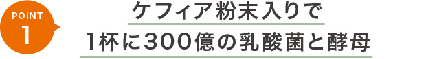 ポイント1 ケフィア粉末入りで1杯に300億の乳酸菌と酵母